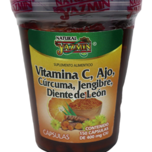 Vitamina C, Ajo, Cúrcuma, Jengibre y Diente de León (Cápsulas)